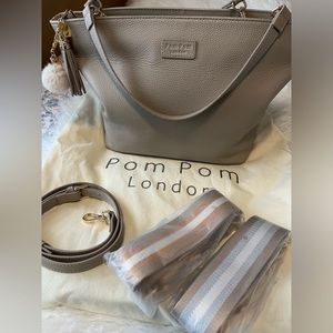 Large Pom Pom London Greenwich tote in color stone.